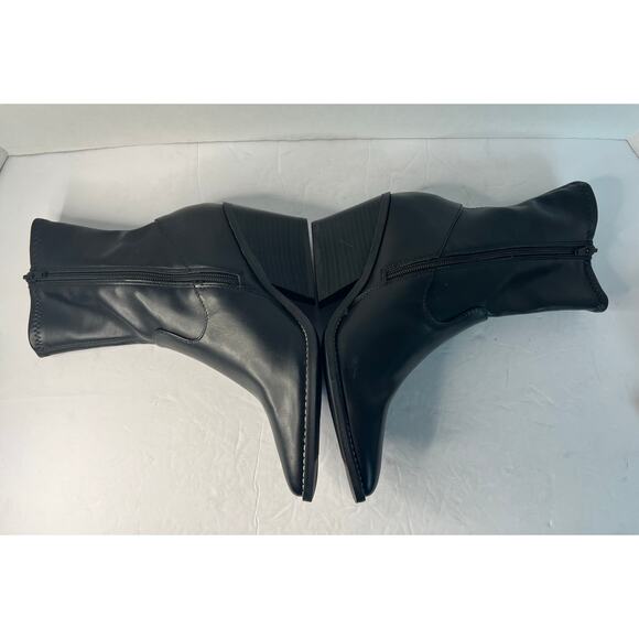 NWOT Universal Thread Aubree Black Vegan Leather Western Mid Calf Zip Boots 7 - Picture 4 of 10